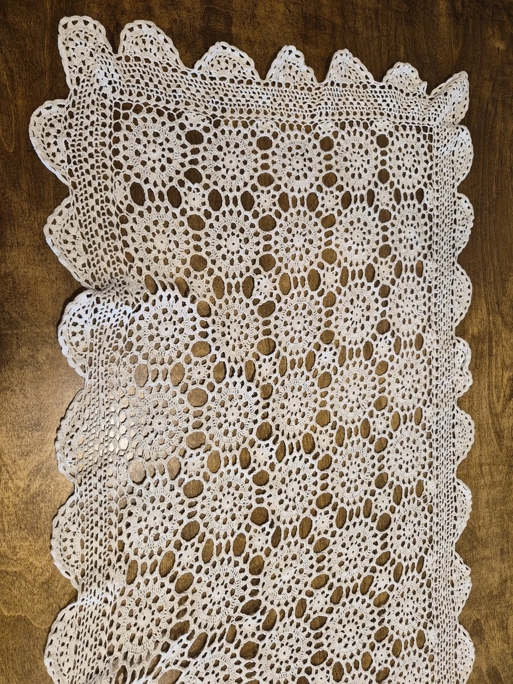 Handmade Cream Crochet Table Runner